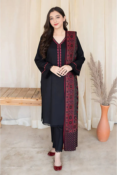 3 Piece Unstitched Embroidered Dhanak Suit